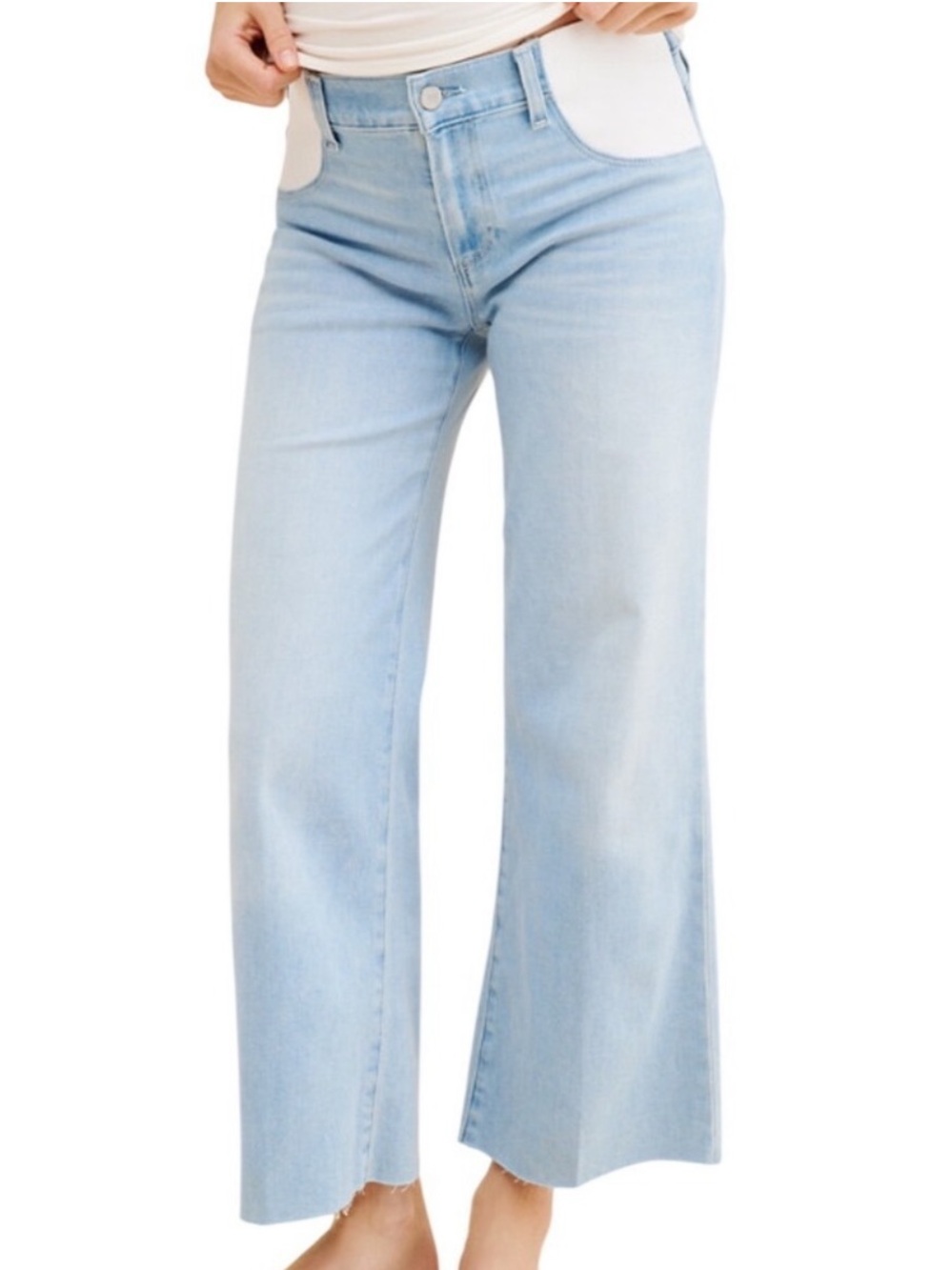 Paige Anessa Maternity Jeans Cropped With Frayed Hem